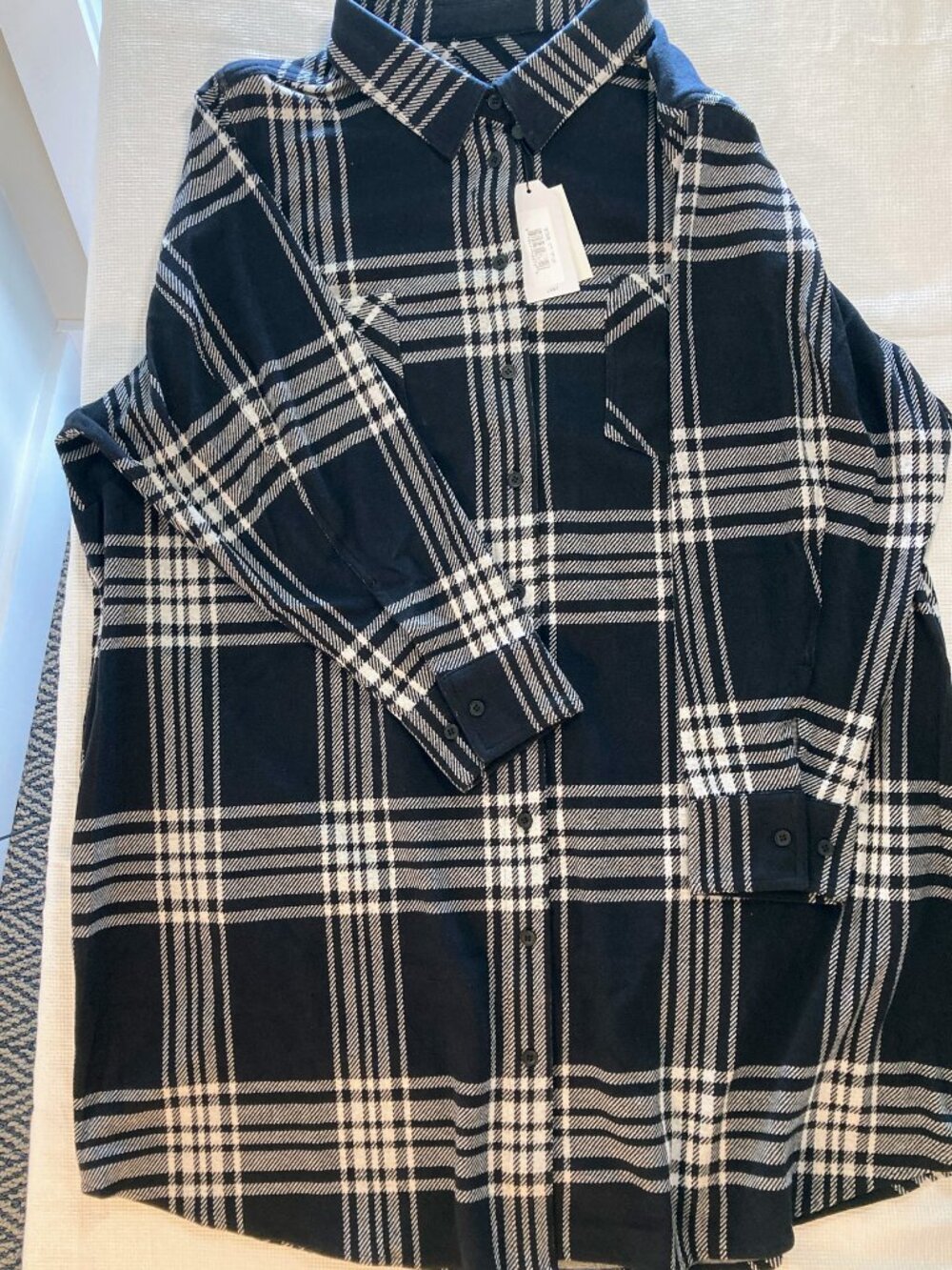 NWT Universal Standard long sleeve black and white plaid dress, XL (W26-28)